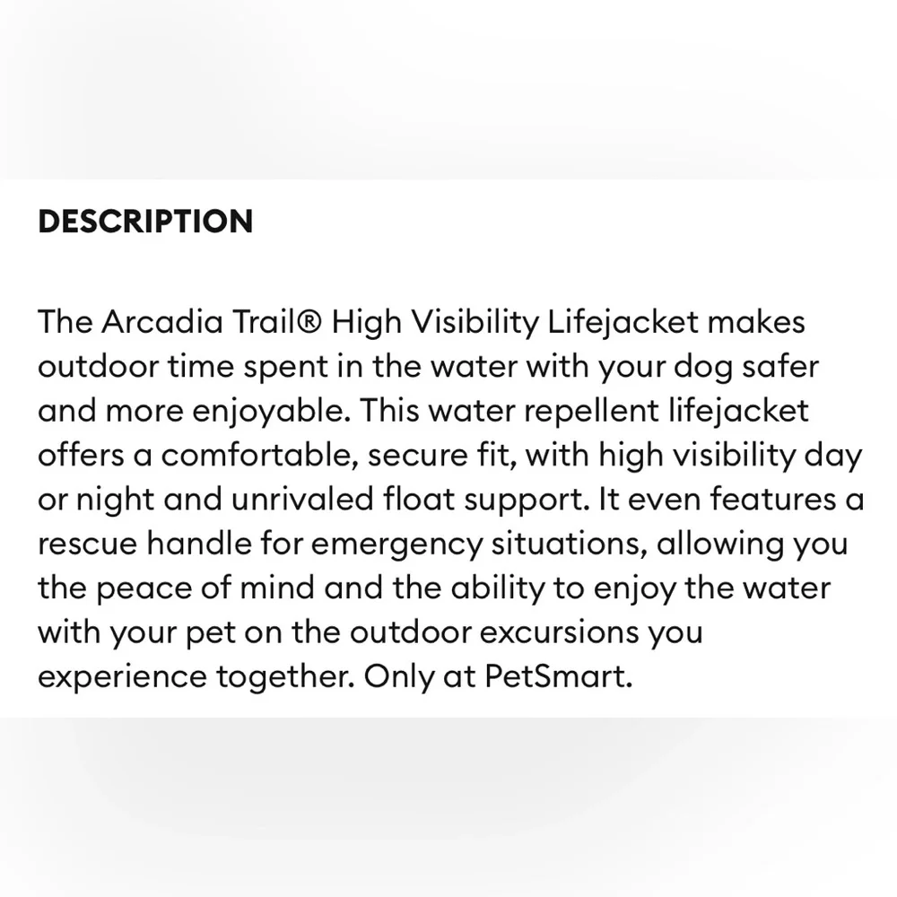 Arcadia Trail High-Visibility Life Jacket for Dog - NWT